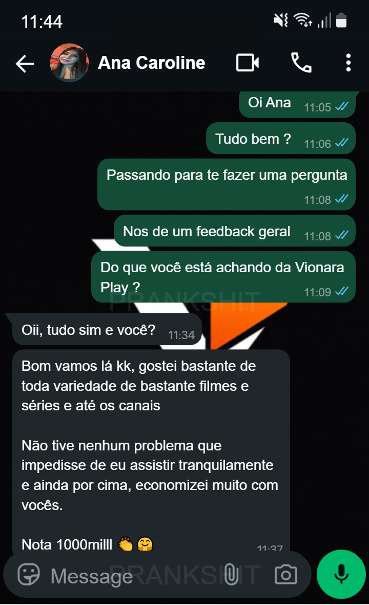 Avaliação positiva de cliente sobre a Vionara Play